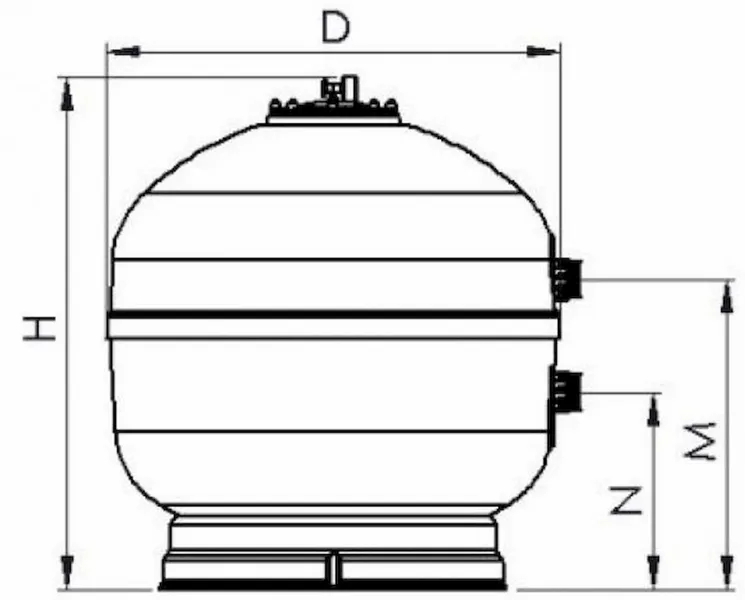 AQUASPHERE Aquaspehere Polyester Side Mount Zandfilter 21m³ 4 AQUASPHERE Aquaspehere Polyester Side Mount Zandfilter 21m³ - Afbeelding 4