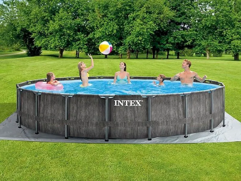 Intex Prism Frame Pool Greywood - 549 X 122 Cm – Met Filterpomp En Accessoires 2 Intex Prism Frame Pool Greywood - 549 X 122 Cm – Met Filterpomp En Accessoires - Afbeelding 2