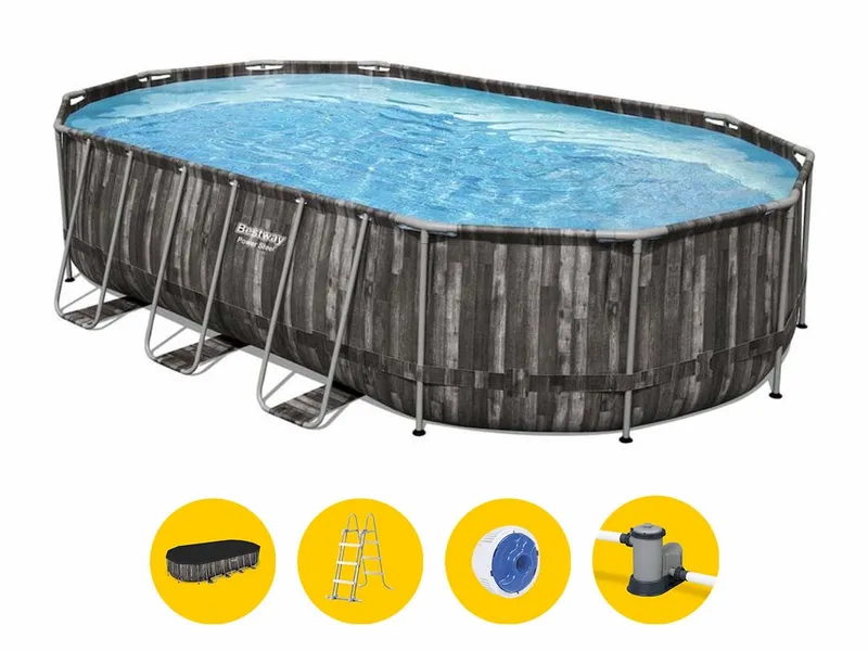 Bestway Power Steel Oval Zwembad - 610 X 366 X 122 Cm - Met Filterpomp En Accessoires - Afbeelding 5