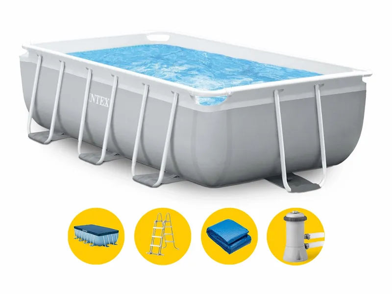 Intex Prism Frame Pool - 488 X 244 X 107 Cm - Met Filterpomp En Accessoires 1 Intex Prism Frame Pool - 488 X 244 X 107 Cm - Met Filterpomp En Accessoires