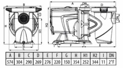 DAB E-Swim 300 M Variabele Zwembadpomp -Intex Winkel technische gegevens 2